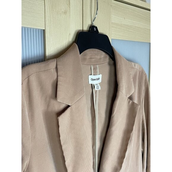 Open Edit Women’s Oversized Blazer Sz XS Nordstrom Beige Brown Jacket Preppy - Picture 3 of 5